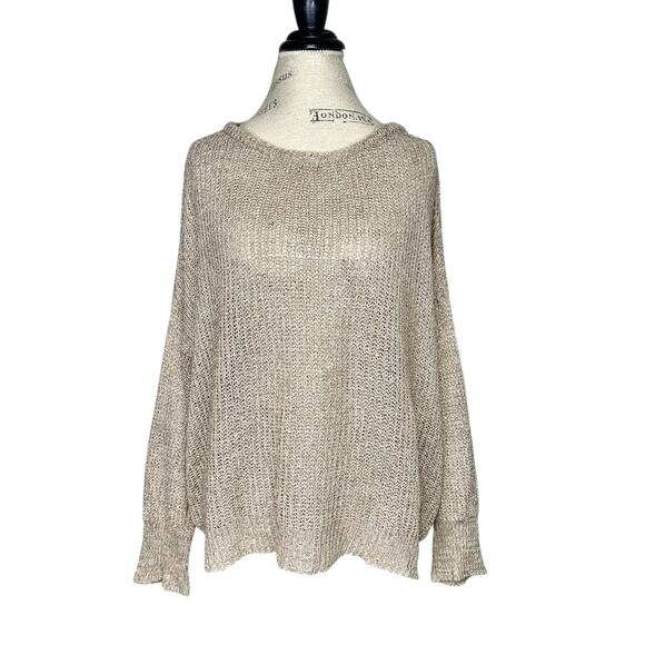 Brandy Melville | Women | Tan Wool Blend Sheer Loose Knit LS Sweater | One Size - Picture 2 of 10